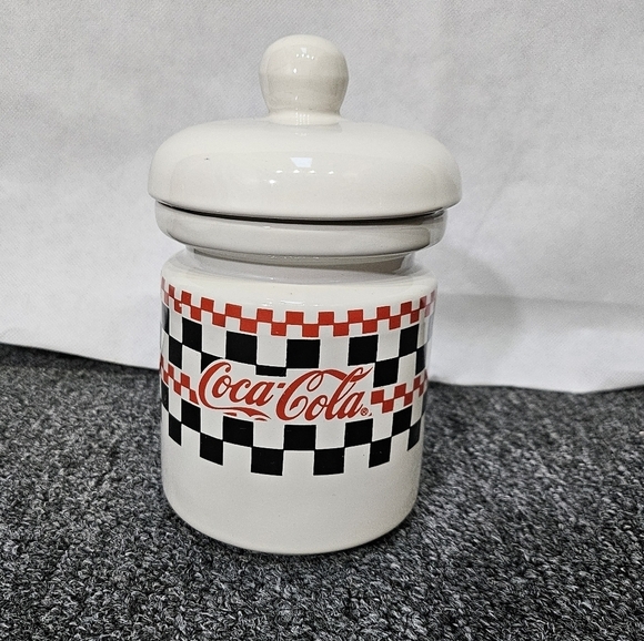 Vintage 7in Coca-Cola 1996 By Gibson Checker Board Sugar Jar Canister - Picture 3 of 6